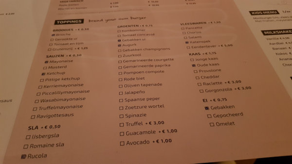 Burgerhuis menukaart