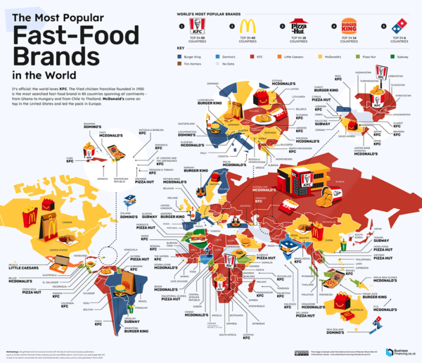 Wereldkaart fastfood