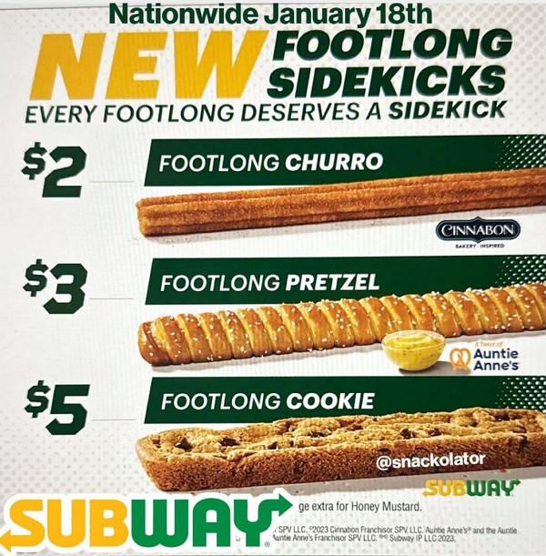 Subway Footlong side items