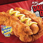 Double Down Dog, een hotdog met kip als broodje  