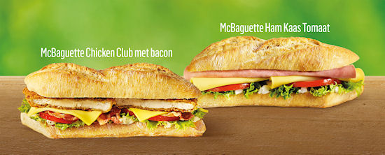 McBaguette Ham Kaas Tomaat en McBaguette Chicken Club
